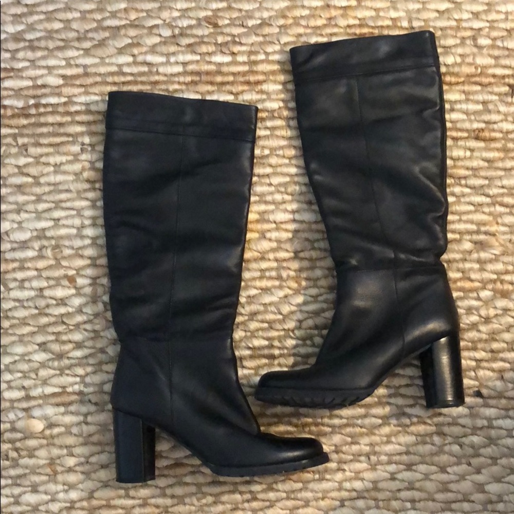 Black leather boots